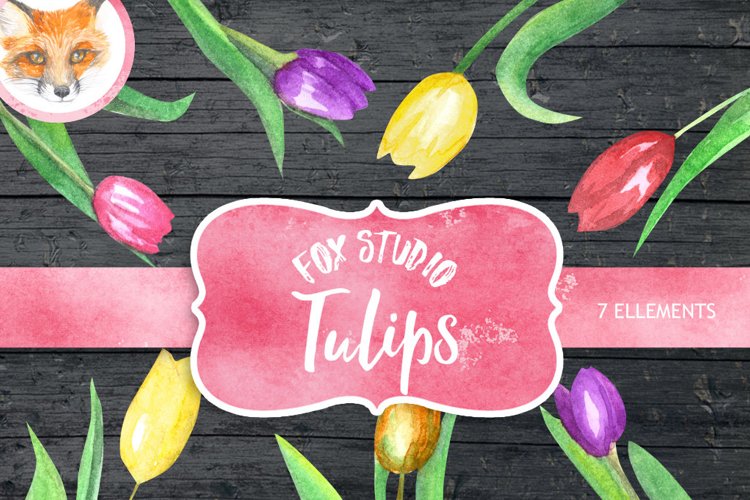 Tulip Watercolor clipart, flower clipart, wedding clipart example image 1