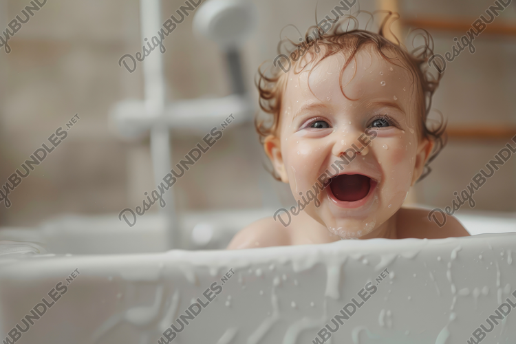 Baby in Shower Background Wallpaper