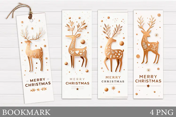 Reindeer Bookmark Design. Christmas Bookmark Printable