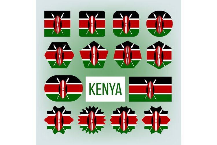 Kenya Various Shapes Vector National Flags Set