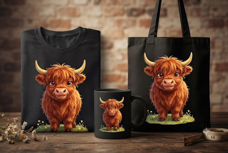 Cute Highland Cow PNG | Highland Cow Sublimation Design