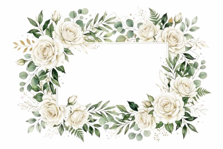 Watercolor wedding invitation frame clipart
