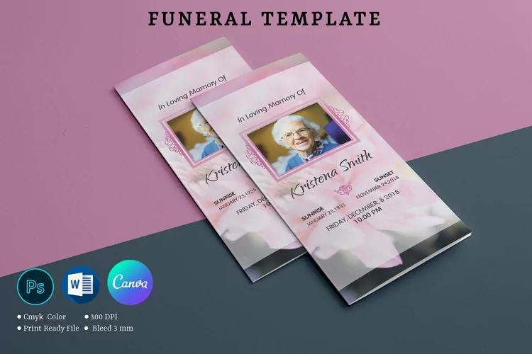 Trifold Funeral Program Template, Ms Word , Psd & Canva