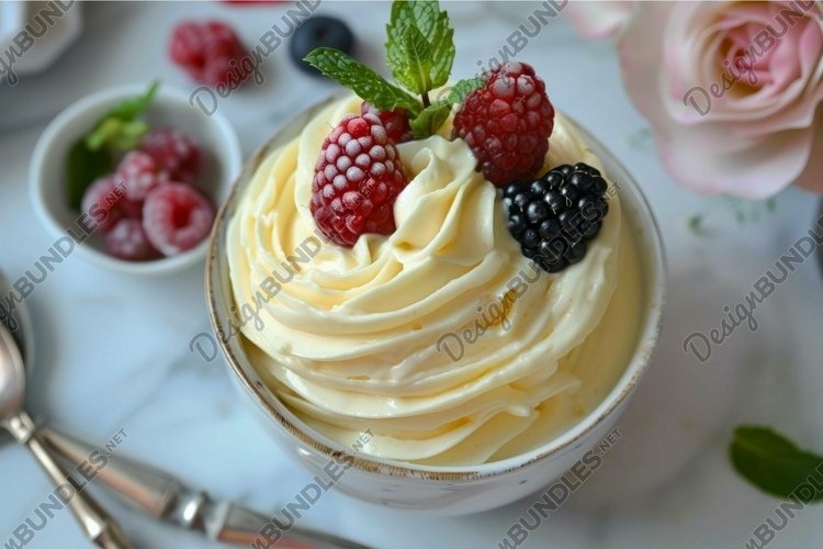 Gourmet berry topped frozen yogurt dessert example image 1