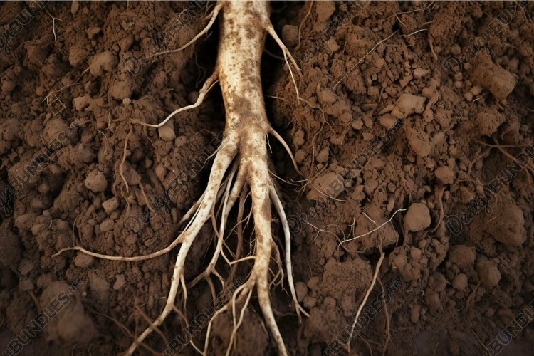 Revealed plant roots in soil example image 1