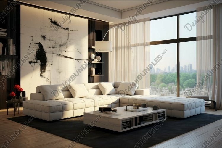Modern luxury living room interior with city view (4335285)