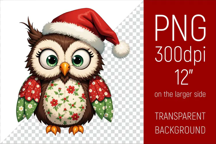 Christmas Owl PNG | Christmas Sublimation Design