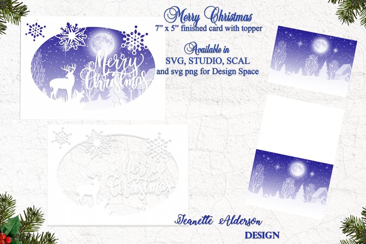 7x5 oval cutting file Merry Christmas card example image 1