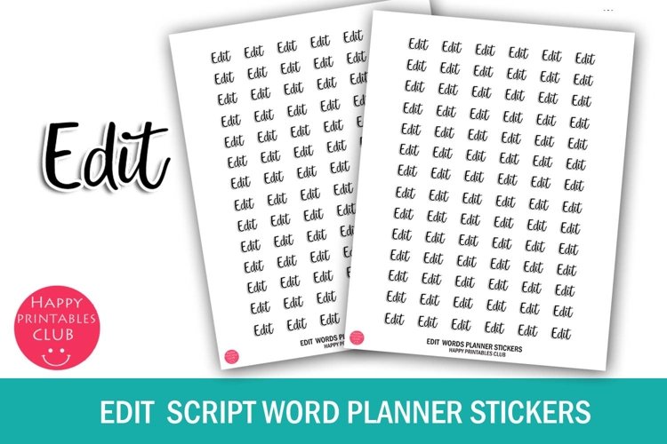 Edit Planner Sticker I Script Words Planner Stickers