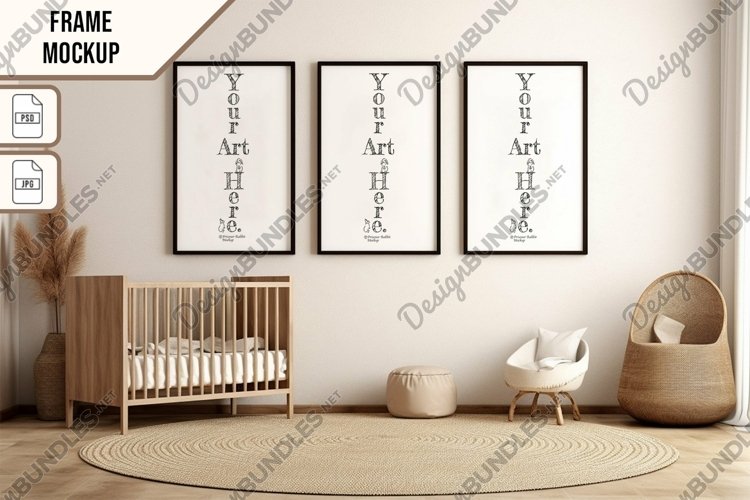 Wooden Frame Smart Mockup PSD   JPG Template Graphic