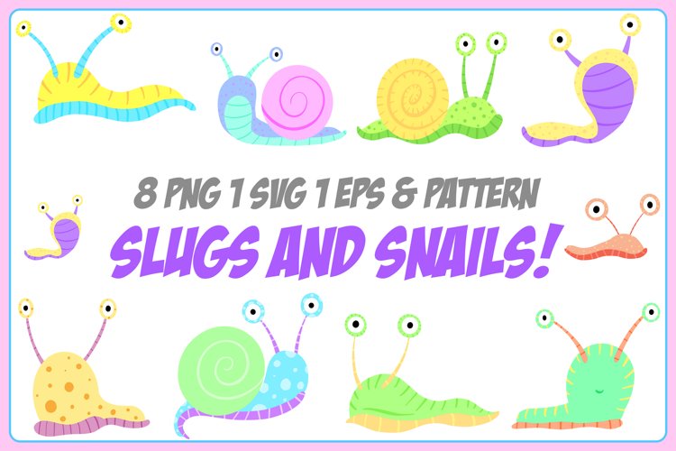 Cartoon Snails and Slugs Collection! EPS, PNG and SVG Files example image 1
