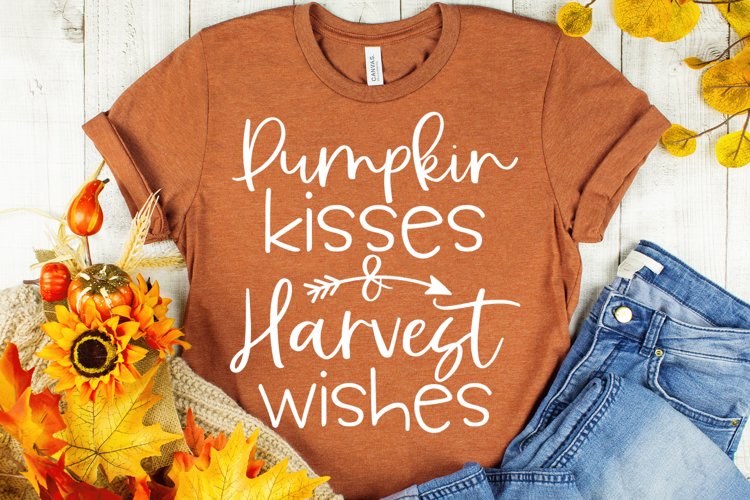 Pumpkin Kisses and Harvest Wishes Fall Svg - Autumn Svg example image 1