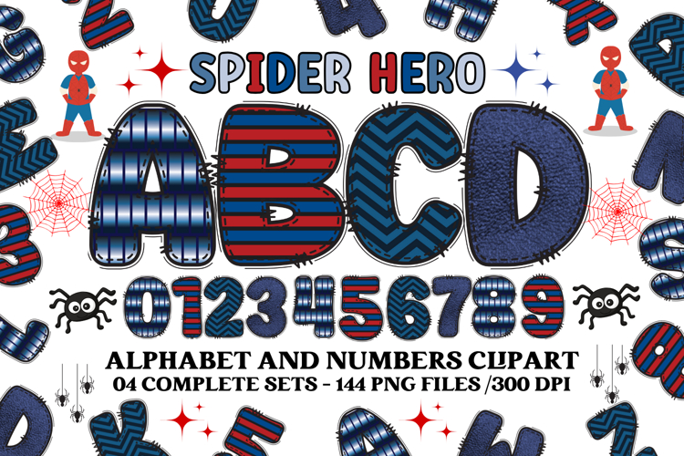 Spiderhero Alphabet png clipart, spiderhero letters doodle