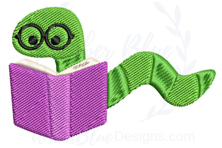Bookworm Back to School Embroidery Design example image 1