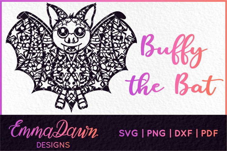 BUFFY THE BAT SVG HALLOWEEN ZENTANGLE MANDALA DESIGN example image 1