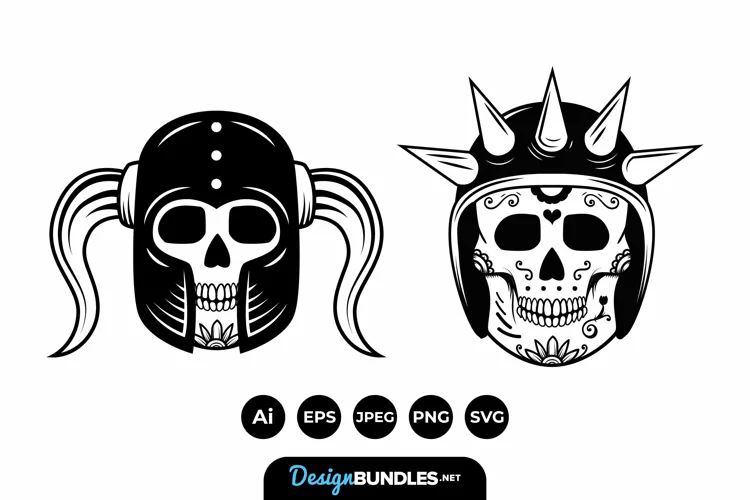 Skull with Helmets