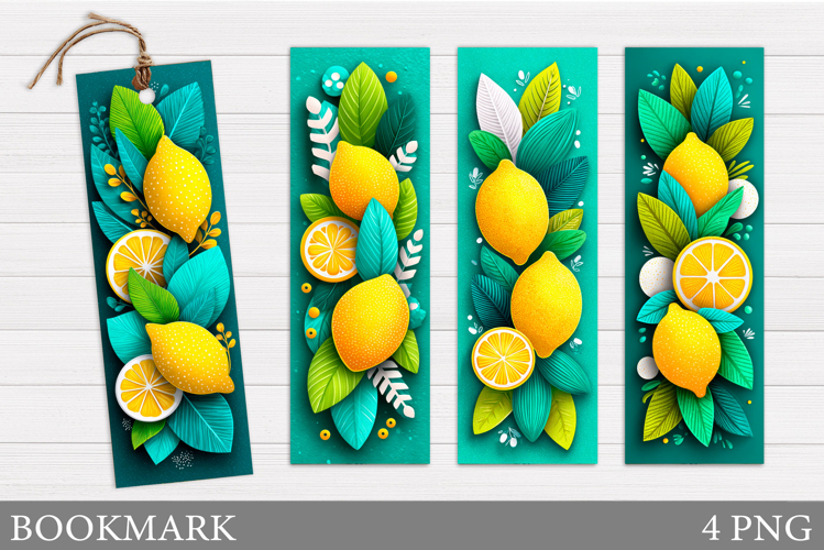 Lemons Bookmark Design. Flowers Bookmark Printable