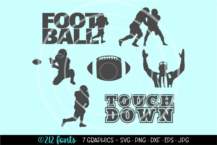 Football Graphic Silhouette Clip Art Cut Files DXF PNG SVG example image 1