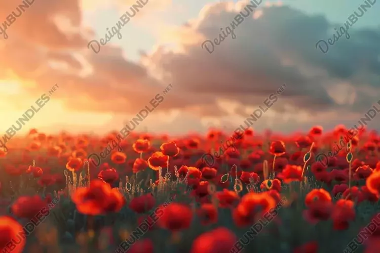 Field of Poppies Background Wallpaper