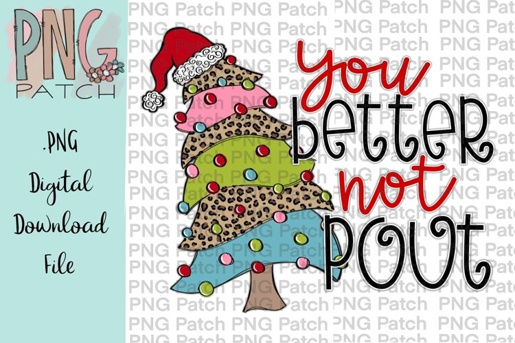 Better Not Pout Christmas Tree Leopard Sublimation DesigN example image 1