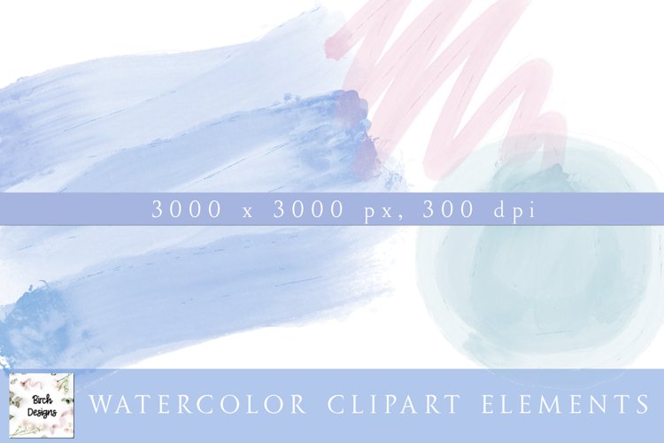 Watercolor Clipart Elements Bundle - 18 Files
