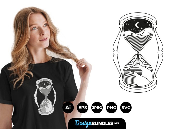 Day and Night on Hourglass for T-Shirt Design