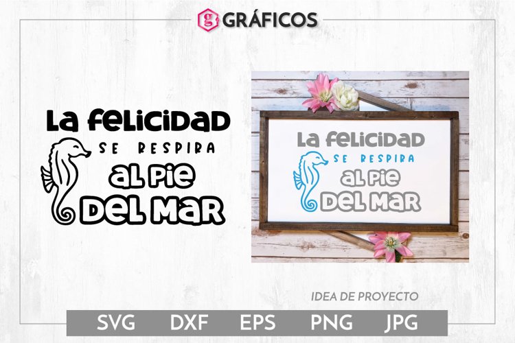 La felicidad se respira al pie del mar SVG - Frases Verano example image 1