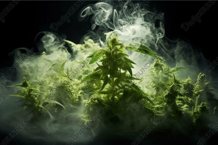 Mysterious cannabis plant in hazy atmosphere