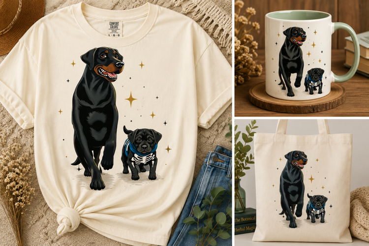 Halloween Rottweiler PNG | Cute Skeleton Puppy Dog Design