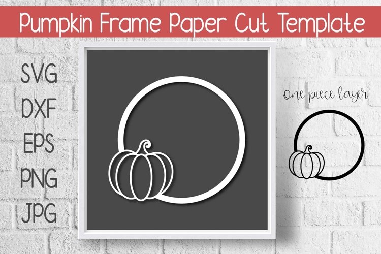 Pumpkin Frame Paper Cut Template Design SVG example image 1