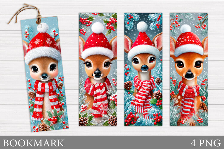 Christmas Deer Bookmark. Christmas Bookmark Sublimation example image 1