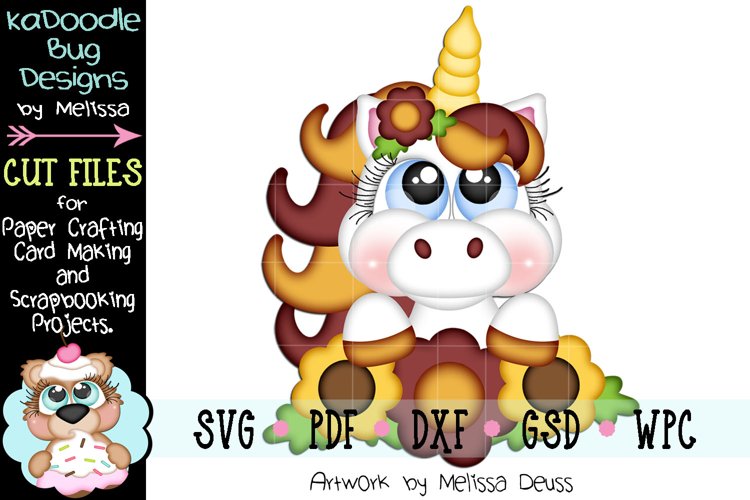 Fall Flowers Unicorn Cut File - SVG PDF DXF GSD WPC example image 1