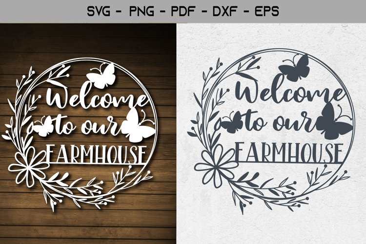 welcome To Our Farmhouse Papercut SVG Design example image 1