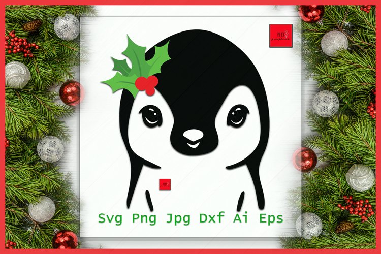 Christmas Penguin SVG, Penguin SVG, Christmas SVG, Santa Hat example image 1