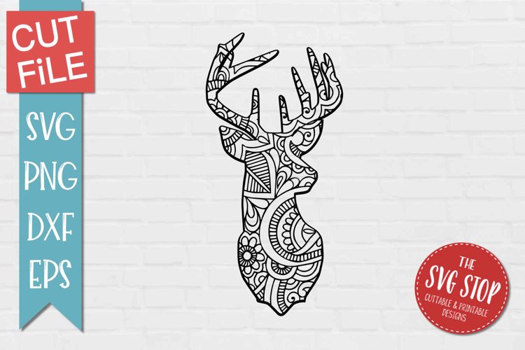 Zentangle Deer SVG | Mandala Coloring Page example image 1