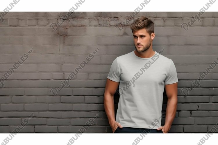 brick grey t-shirt mockup example image 1