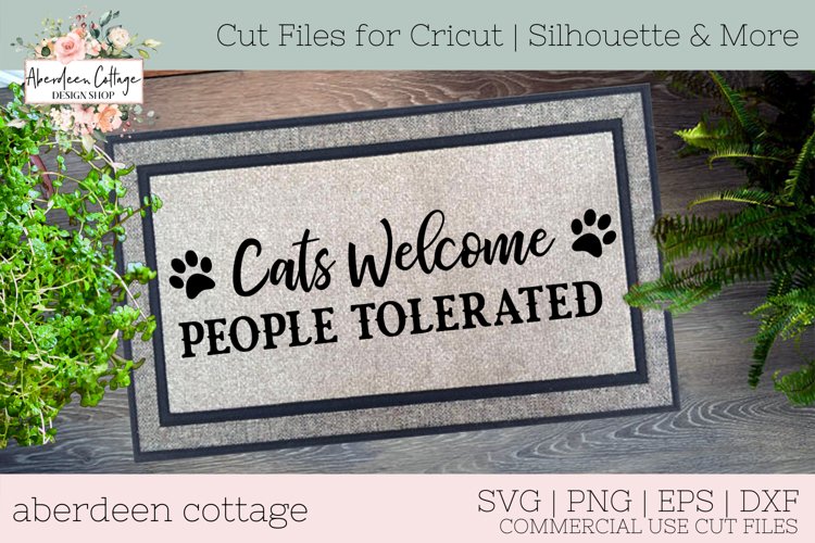 Cats Welcome People Tolerated Doormat SVG example image 1