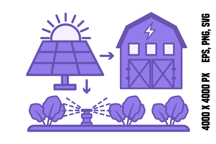 Purple Solar Powered Farm System Icon