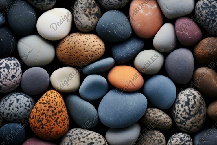 Assorted colorful pebbles and stones texture
