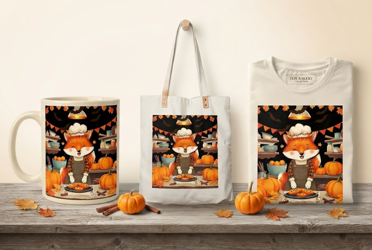 Halloween Fox Chef PNG | Autumn Baking & Pumpkin Clipart