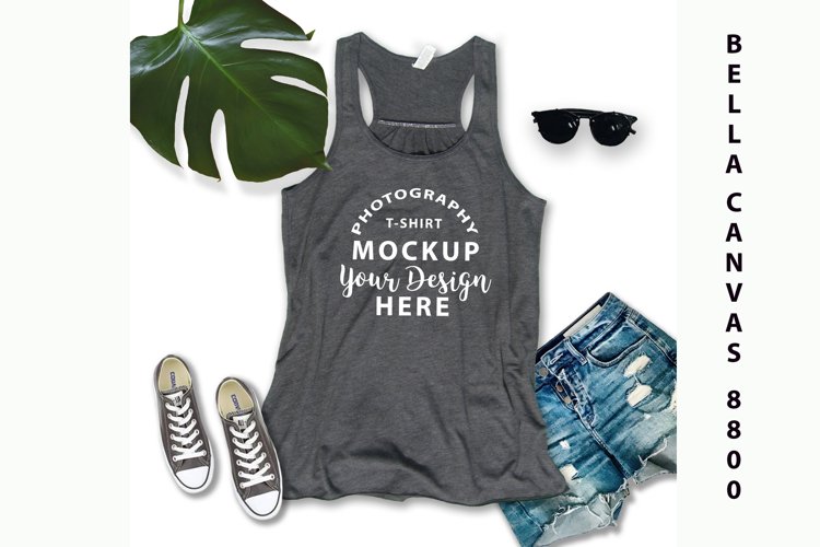 Bella Canvas 8800 mockup, Dark Grey Heather example image 1