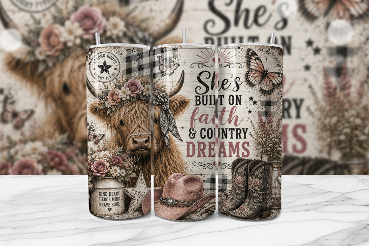 Highland Cow Faith Dreams Tumbler Wrap