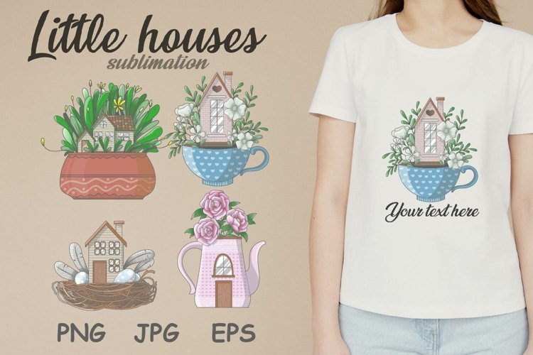 Little houses sublimation png, jpg, eps example image 1