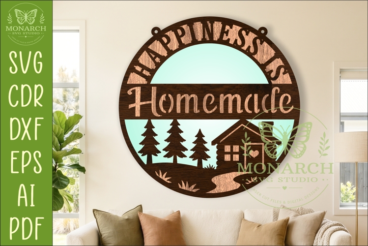 Happiness Is Homemade Farmhouse Wall Sign SVG
