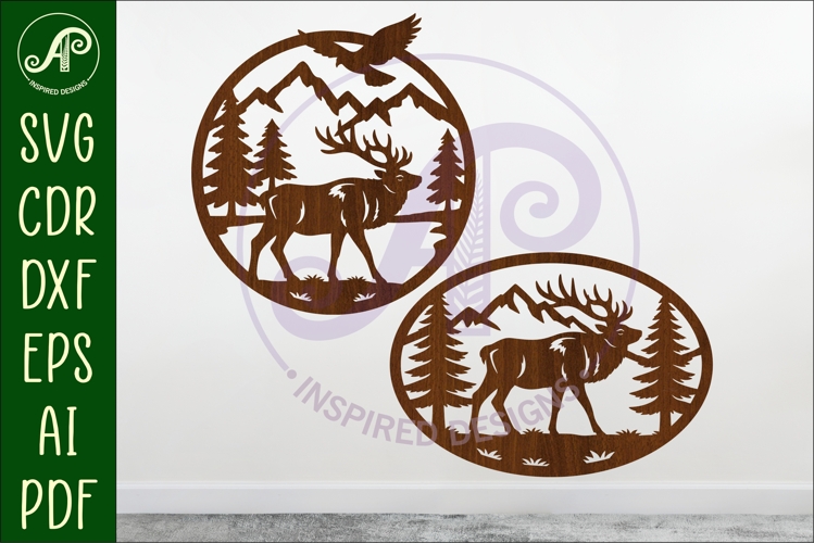 Elk scene wall art sign, SVG file
