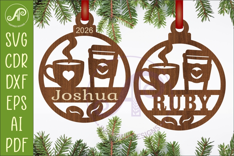 Coffee Lover Christmas Ornament Custom Name Coffee Cup