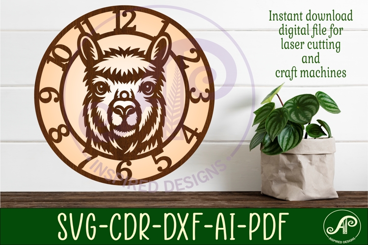 Alpaca head wall clock laser cut files