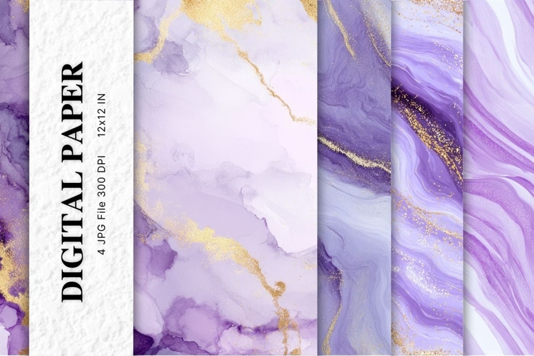 Purple Watercolor Alcohol Ink Background Digital Paper