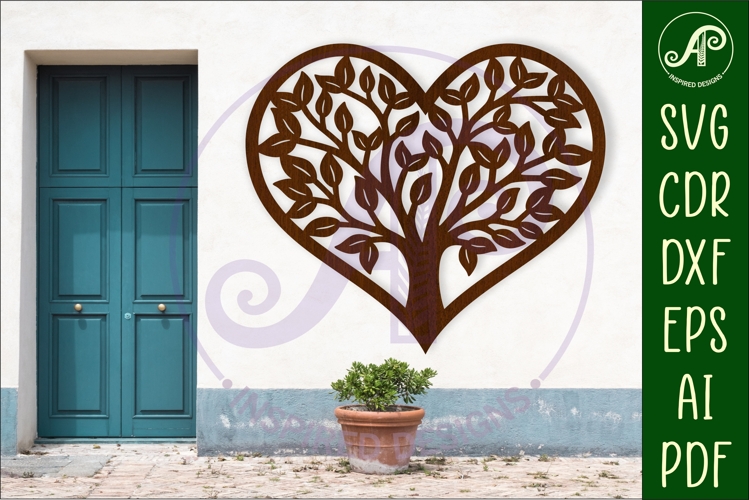 Tree of life heart wall sign, SVG file. design 2