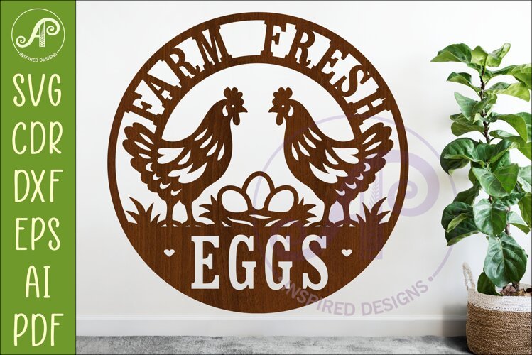 Farm Fresh Eggs Chicken Sign SVG, Rustic Farmhouse Hen Laser example image 1